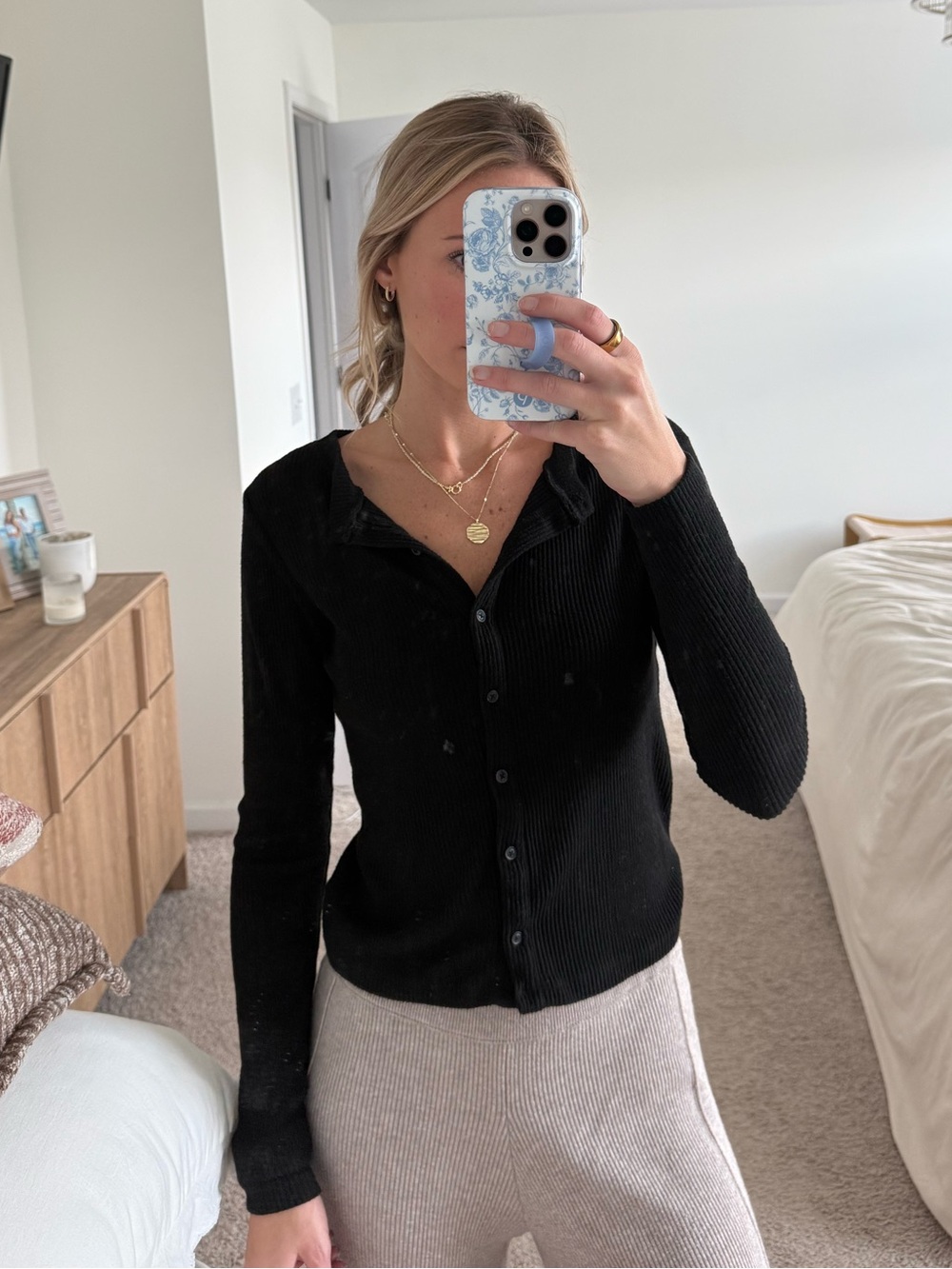 Women’s black button up sweater cardigan